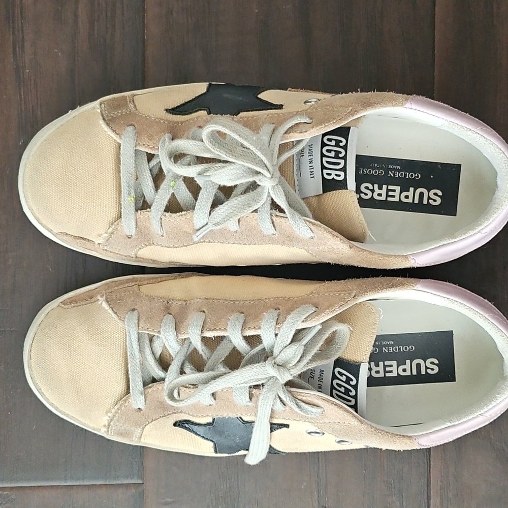 Golden Goose Superstar Tan Canvas Sneakers Size 37 - Picture 2 of 4